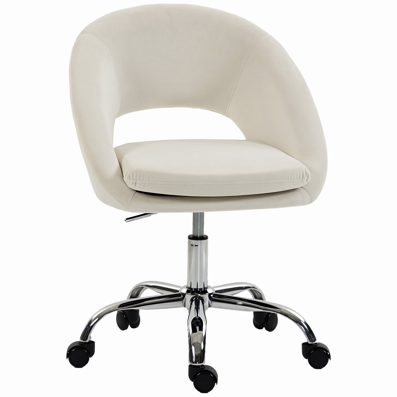 HOMCOM Velvet Office Chair, Cream