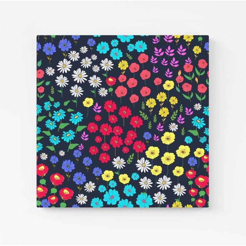 Multicoloured Flower Pattern - Wrapped Canvas Print