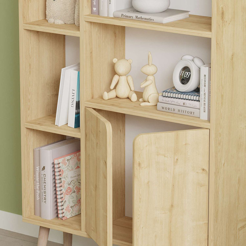 Bibliothèque Sapphire Oak, 19,7 po x 19,1 po x 15,7 po | 100% panneau de particules enduit de mélamine, épaisseur: 0,7 pouce | Pieds robustes en bois de hêtre, design scandinave moderne | Parfait pour la décoration de la maison ou du bureau, solution de rangement élégante