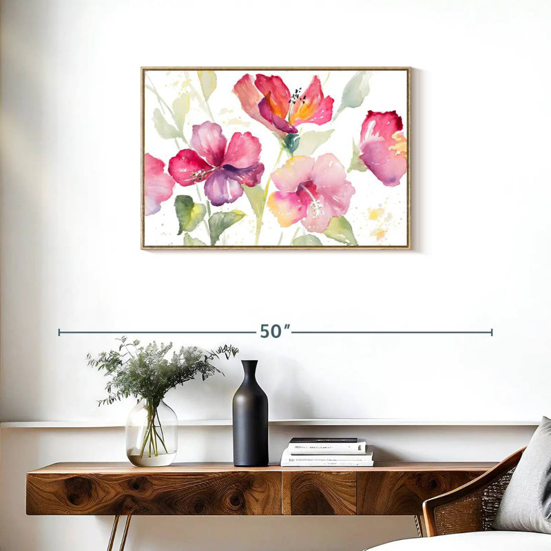 Heavenly Hibiscus, Floating Frame Natural Wood, 31" X 21"