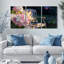 Hydrangea Garden Bench, reproduction d'art sur toile tendue, ensemble de trois pièces (ensemble de 3)-1090129234
