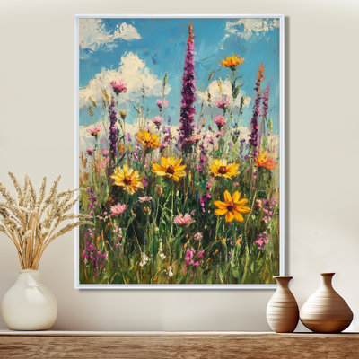 Wildflowers In Soft Pastels Impressionist I - Wildflowers Framed Canvas Print