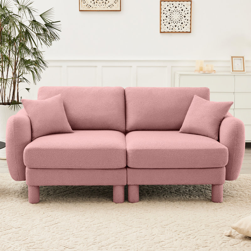 Canapé 2 places rose Boucle