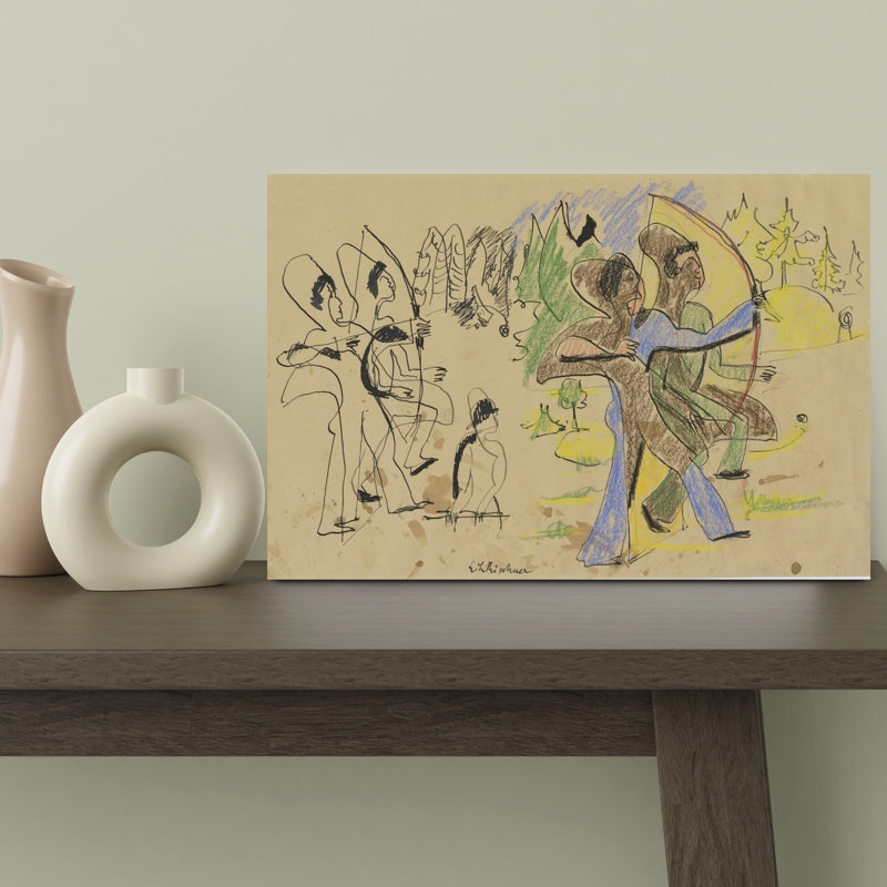 Archers, C.1935 Abstract Contemporary Wall Art Print 1 Piece Wrapped Canvas Wall Art, 30.48cm H x 45.72cm W