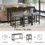 Ensemble de table de bar 4 pièces avec prise de courant, ensemble de table de bar avec chaises, table de bar avec tabourets, table de canapé avec 3 tabourets rembourrés, pour le salon, la salle à manger, gris foncé-57842958-57842954