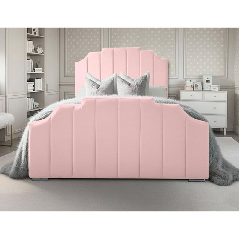 Tyrion Upholstered Bed , Single (3'), Pink