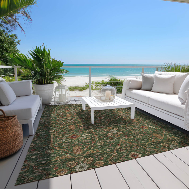 Emerald Flat Woven Synthetic Rectangular Rug 2'6" x 3'10"