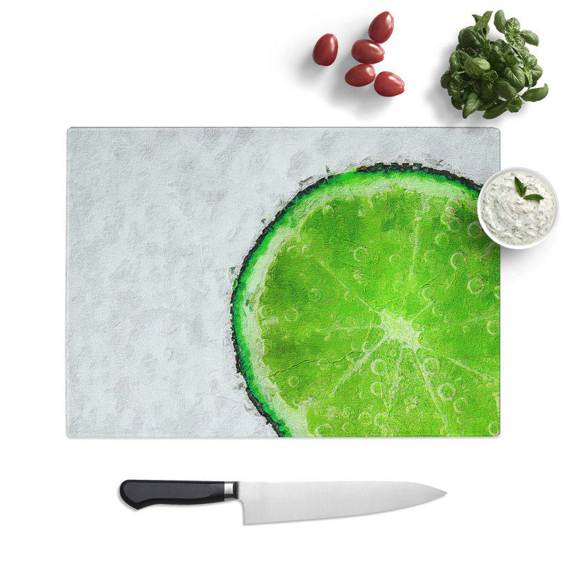Tempered Glass Slice of Line Chopping Board, 28.5 cm W x 20 cm L