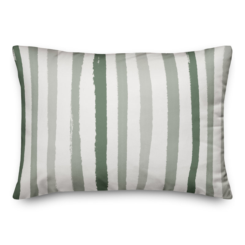 Housse et insert de coussin rectangulaire d'extérieur Vertical Strokes 17, Vert