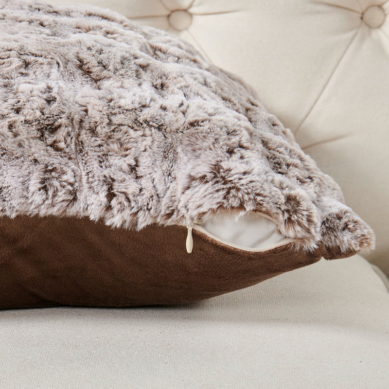 Housse de coussin en fausse fourrure, Café