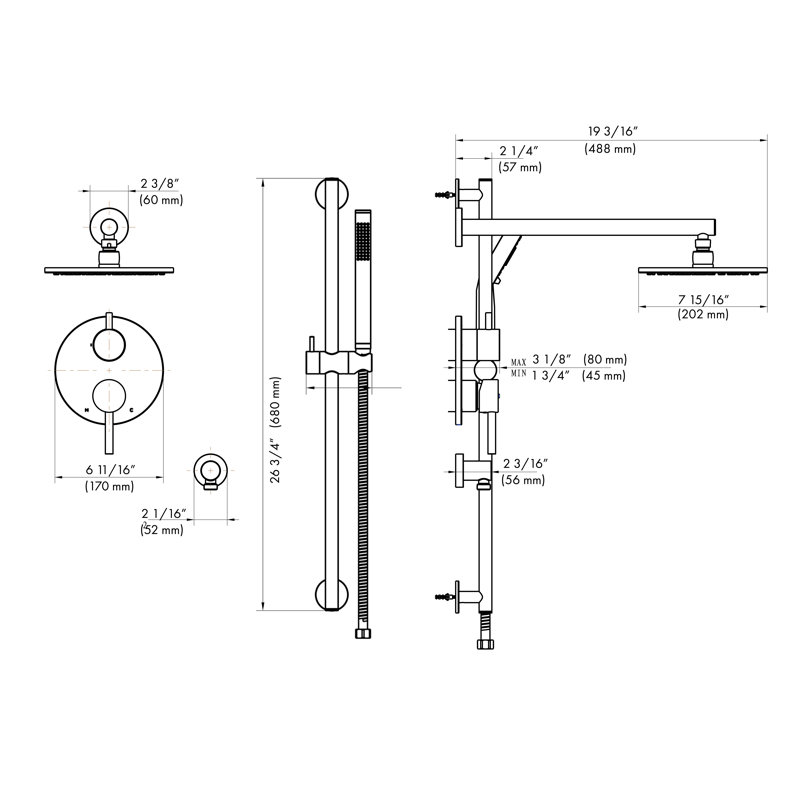 Shower Faucet, Polished Gold