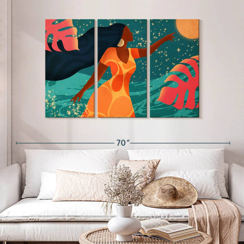 Leisha Latina chassant le clair de lune, H 32 po x l 50 po