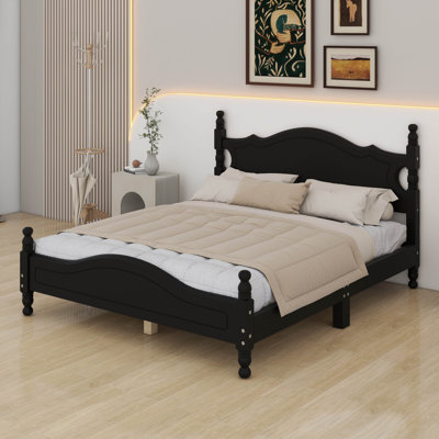 Cadre de lit plateforme en bois pour tout-petits, lit plateforme de style rétro avec support en lattes de bois