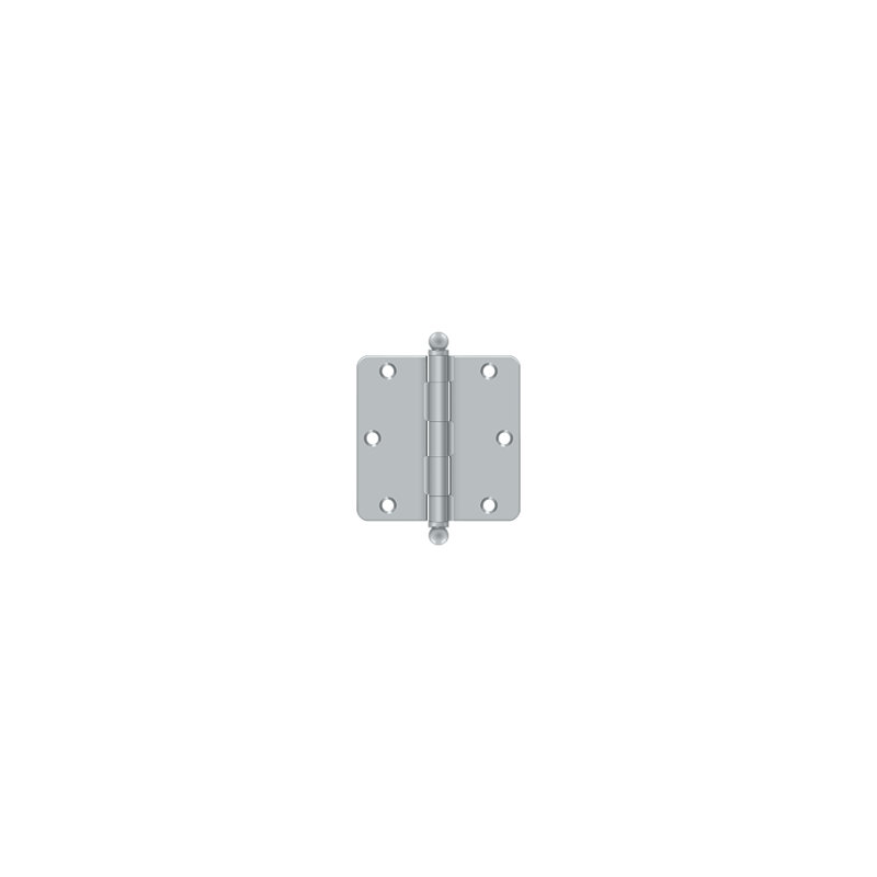 Deltana S35R426-BT 3-1/2" x 3-1/2" x 1/4" Radius Hinge, w/ Ball Tips in Polished Chrome Pair, Brushed Chrome
