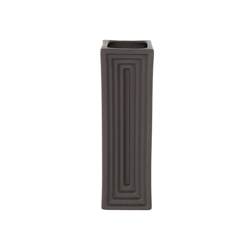 Cole And Grey Ceramic Square Decorative Vase, 14.9" H x 4.65" W x 4.65" D