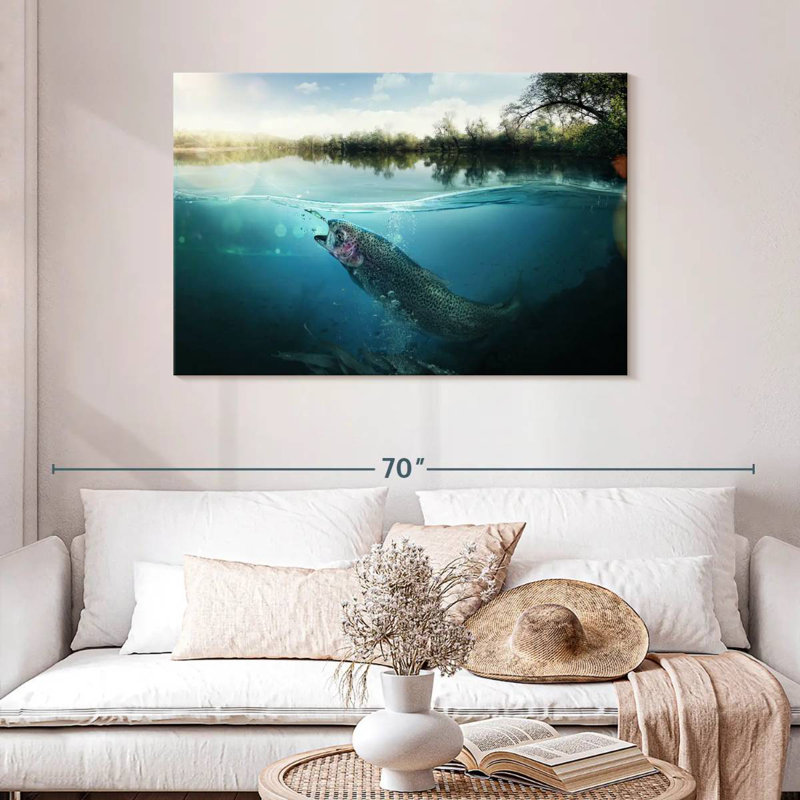 Fishing Underwater Scene, 30" H x 45" W
