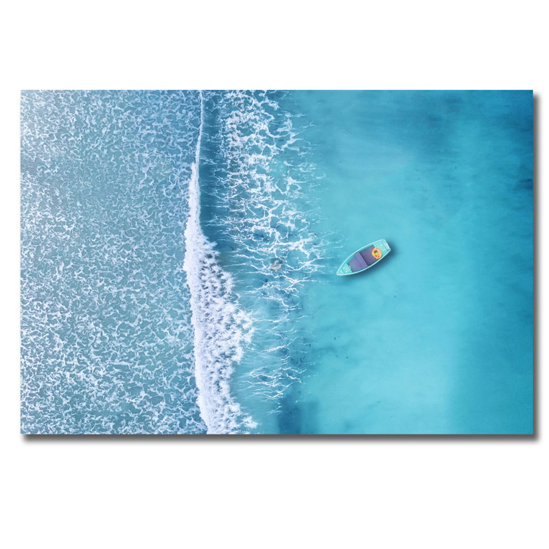 Pacific Pastels Blue Print by DecorumBY, 24" H x 36" W x 1.5" D, Aluminum