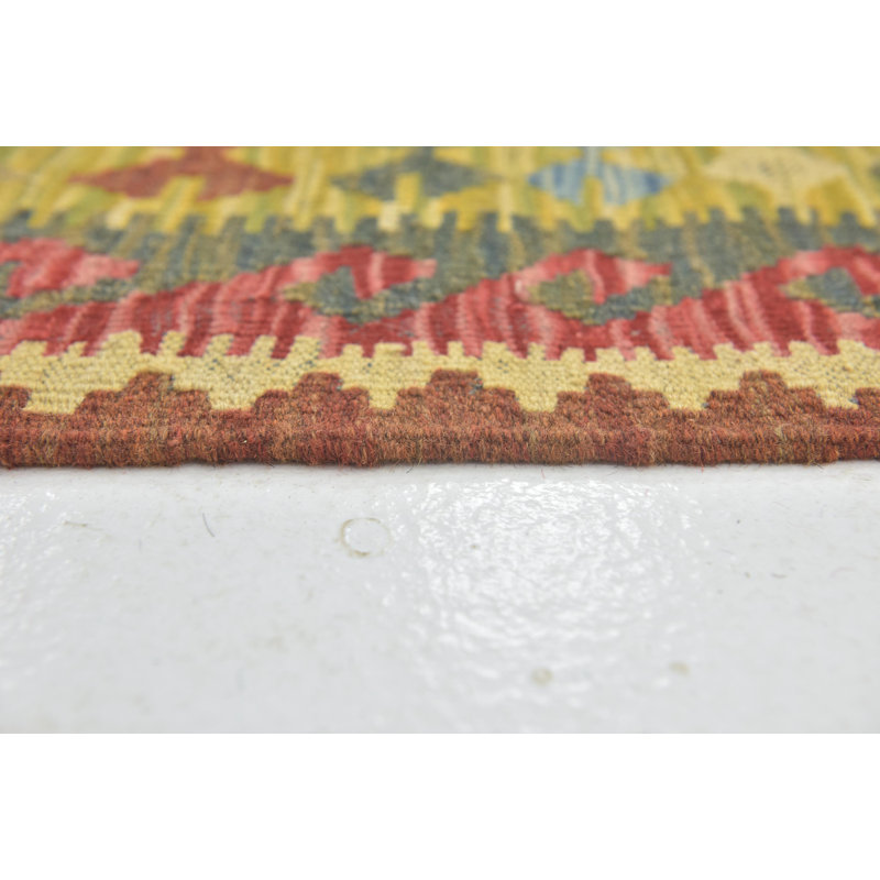 Tapis intérieur de couleur bleu/brun/rose 3 pi 2 po x 3 pi en laine noué la à la main one-of-kind Lorain