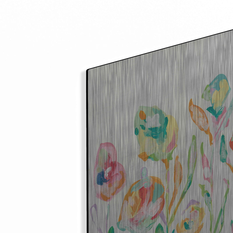 «Mod Flowers I» par Jessica Mingo, art mural en métal, H 24 po x l 16 po