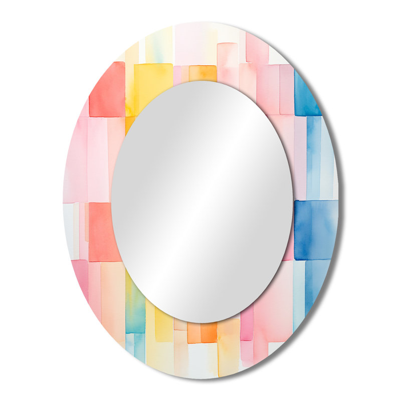 Paster Color Cubes Patterns III - Miroir mural multicolore, H 43 po x l 33 po