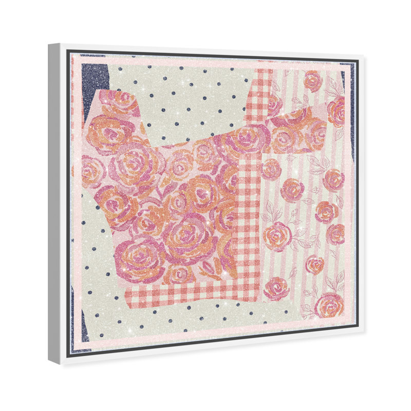 Patchwork Glam II Print by Oliver Gal, 41"H x 41"W, White Floater Frame
