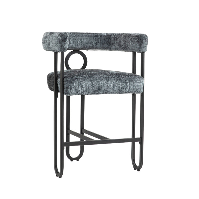 Tabourets en chenille, Gris, 1