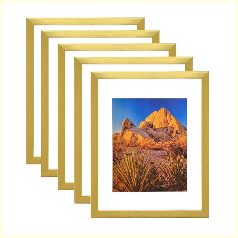 Cadre photo en PVC doré l 13,4 po x H 16,4 po, présentoir mural, paquet de 5 pour photos, œuvres d'art, décor luxueux, Gold