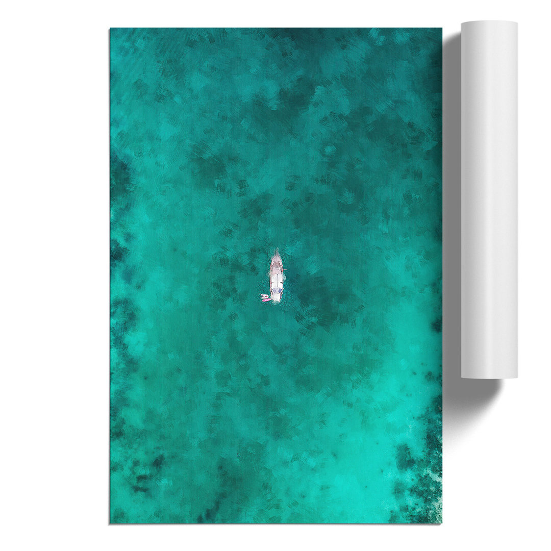 Boat in the Phi Phi Islands in Thailand Painting - Frameless Print