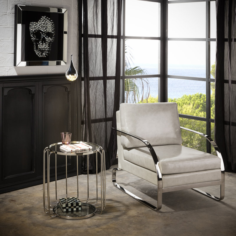 Kira Glass Top Frame End Table