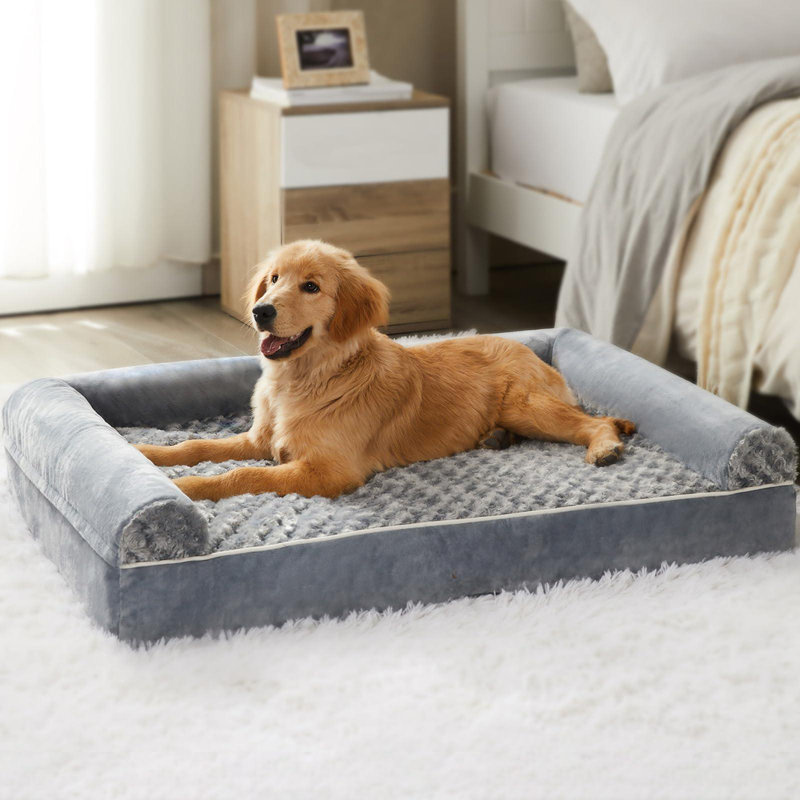 Lit pour chien, lit pour chien imperméable avec housse amovible et lavable, gris, Gris