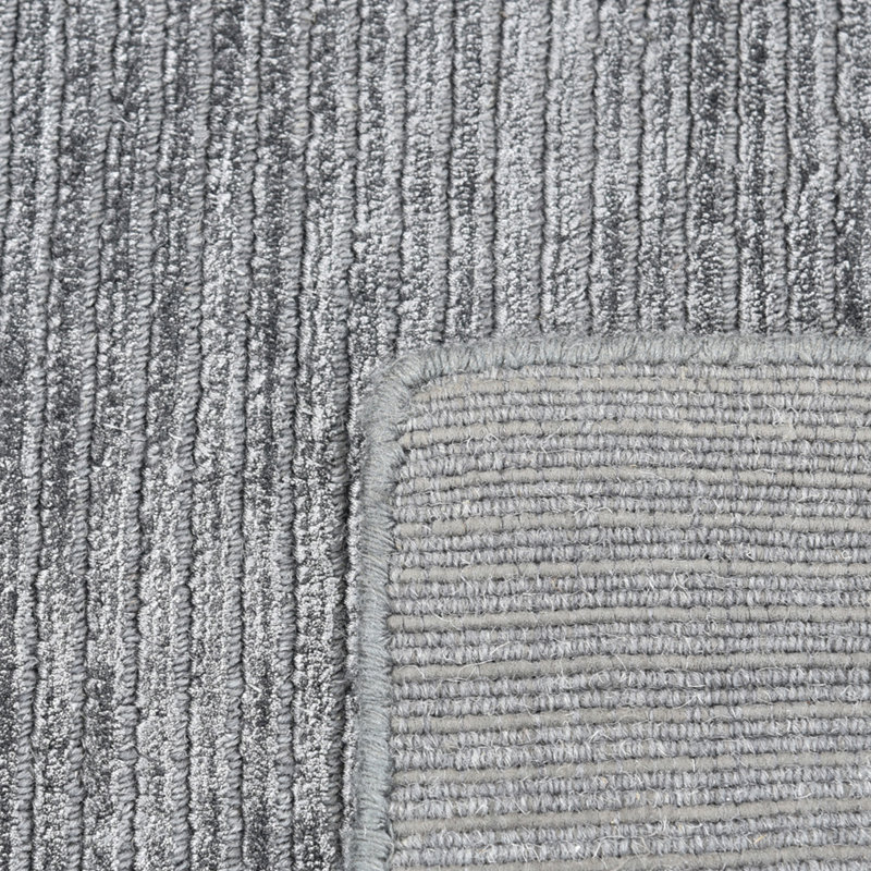 Cordi Hand Knotted Striped Area Rug in Gray, Rectangle 3' x 5'