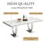 Table de salle à manger rectangulaire moderne et luxueuse de 70 pouces avec plateau imprimé marbre blanc et pied central en acier inoxydable pour la cuisine-606772741