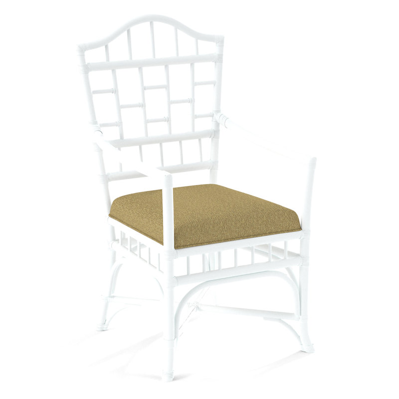 Chippendale Upholstered Arm Chair, Frost White, White Performance Fabric; 0851-94