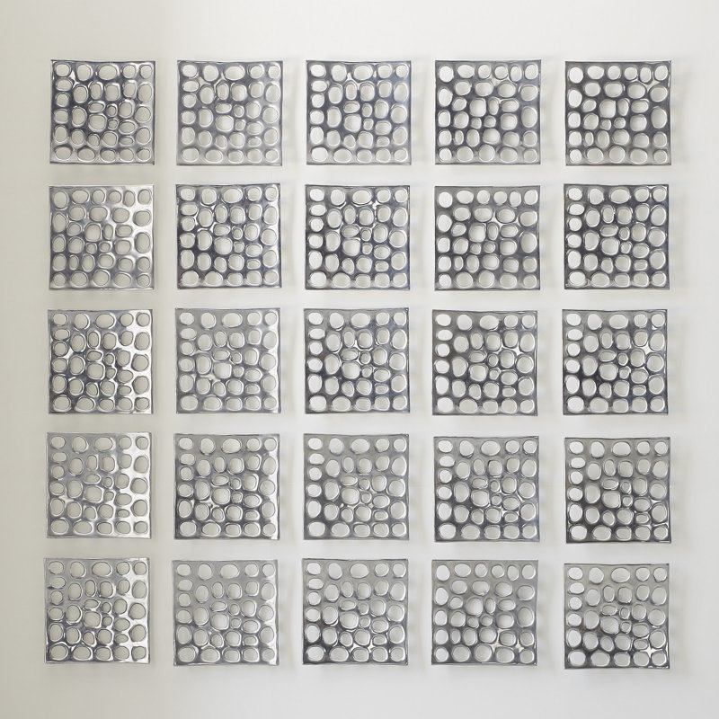 Silver Contemporary Polka Dot Metal Wall Tile