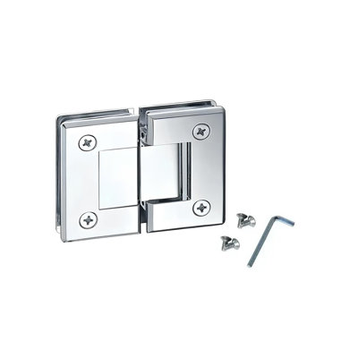 Charnière de douche unie avec rebord biseauté et finition chromée brillante