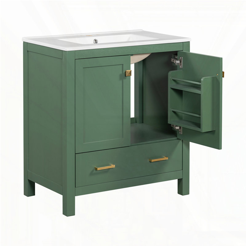 Ensemble de meuble-lavabo double 60 po, Vert, Or