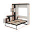 Lit escamotable double avec bureau, tablettes et armoires de rangement