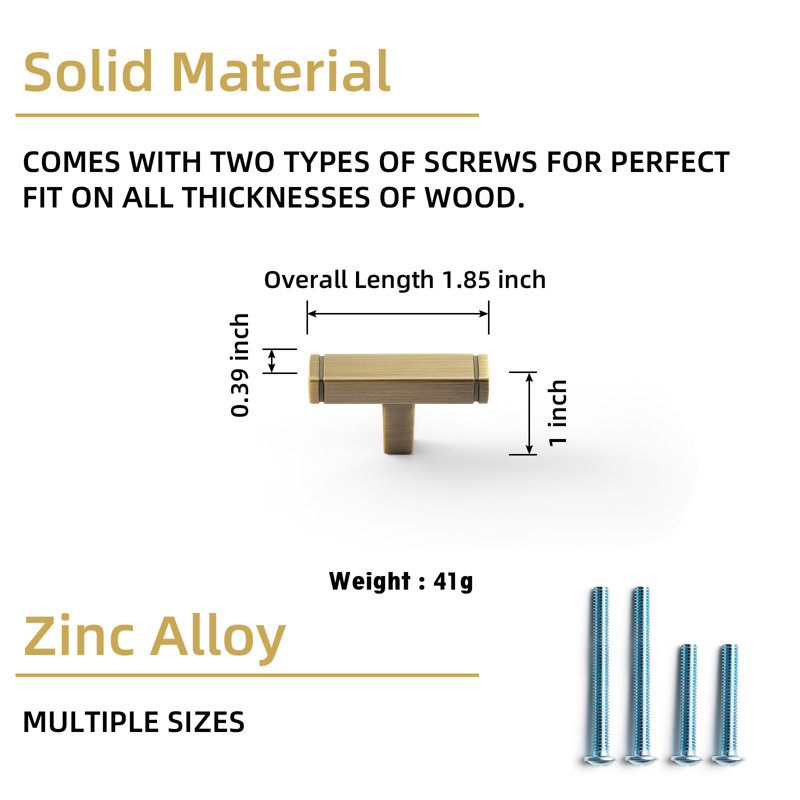 13/10" Length Bar Knob Multipack, Brass Bronze