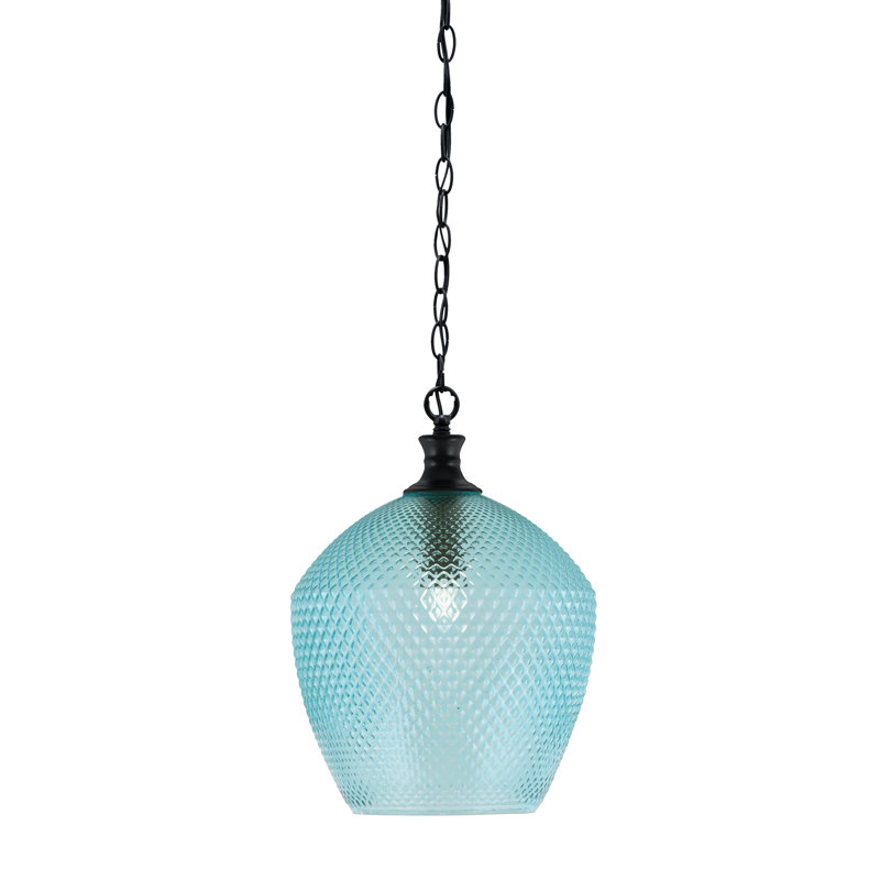 Luminaire suspendu simple à 1 lumière Quapaw, Noir mat