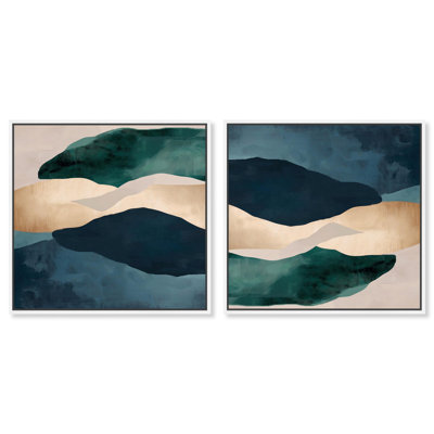 Marine et émeraude Bits II, ensemble d'art sur toile Geode par Art Remedy