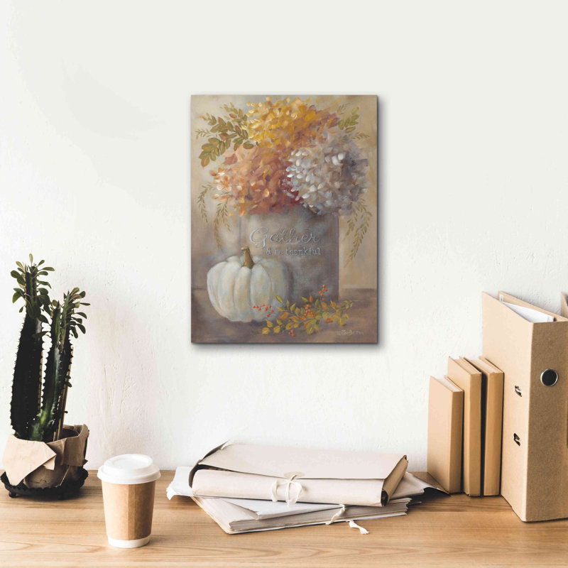 «Gather & Be Thankful» par Pam Britton, estampe numérique sur toile, L 16 po x H 12 po x P 0,75 po