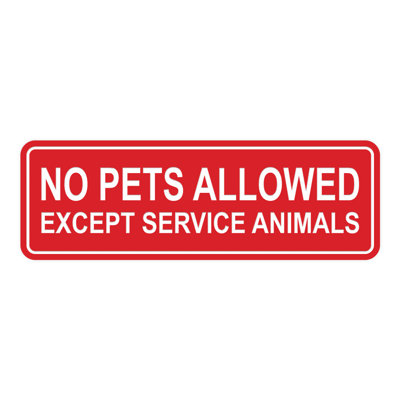 Enseigne standard interdite aux animaux de compagnie sauf les animaux de service (gris clair / bourgogne) - moyen 2 3/4 po x 7 po