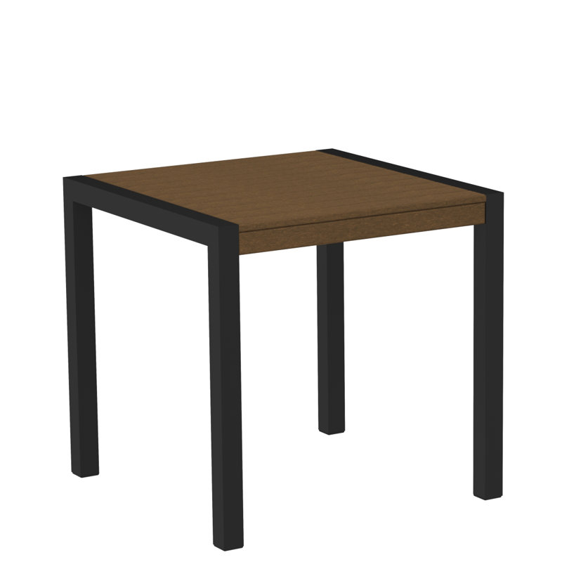 Table de salle à manger POLYWOOD MOD, Noir texturé, Teck, L 29,75 po x P 29,75 po