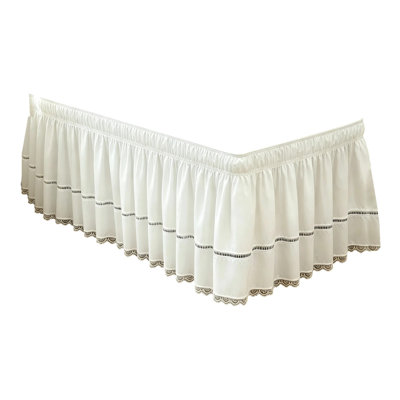 Jupe de lit en polyester Jupe de lit simple simple TG 25 pouces tombant facilement à installer sur de longues enveloppes élastiques à volants Jupe de lit blanche Machines à laver Décoration de chambre à coucher