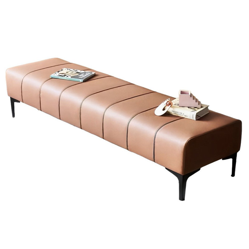 Banc rembourré en similicuir Ethian, H 16,53 po x l 59,05 po x P 17,71 po