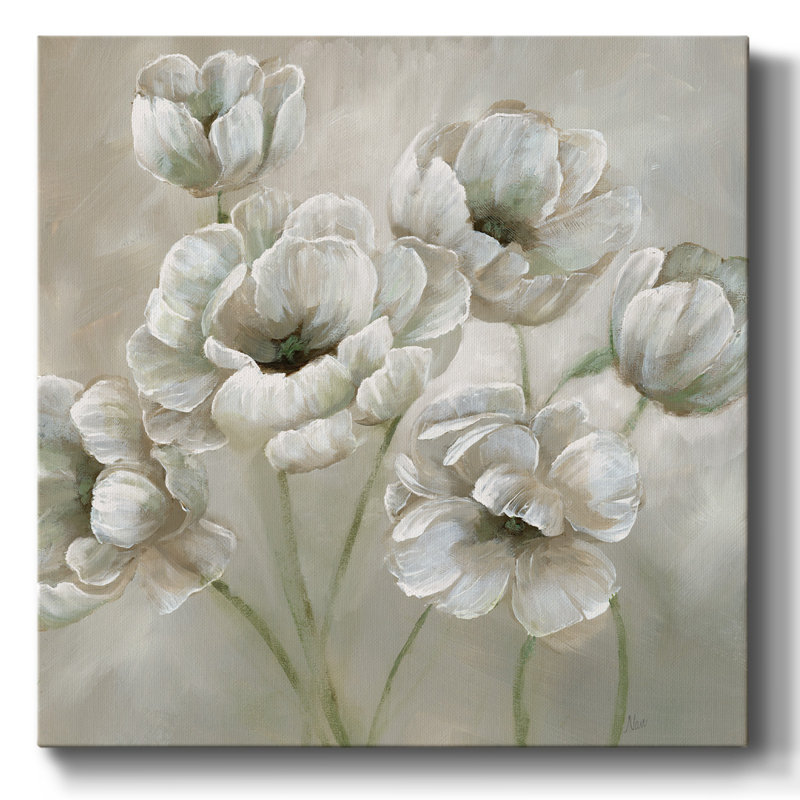 Doux coquelicots naturels sur toile, H 8 po x l 8 po x P 1,5 po