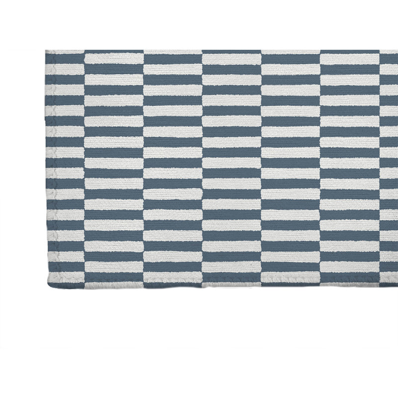 Paillasson intérieur rayé bleu clair Off, Bleu, L 60 po x L 84 po