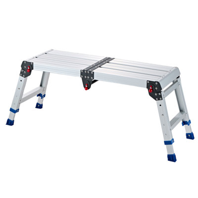 Folding Work Platform, Adjustable Height 14.2-20 in, 500 lbs Capacity Aluminum Step Stool, Heavy Duty Non-Slip Platform Ladder, Portable Work Bench for Painting, Cleaning, Home & Professional