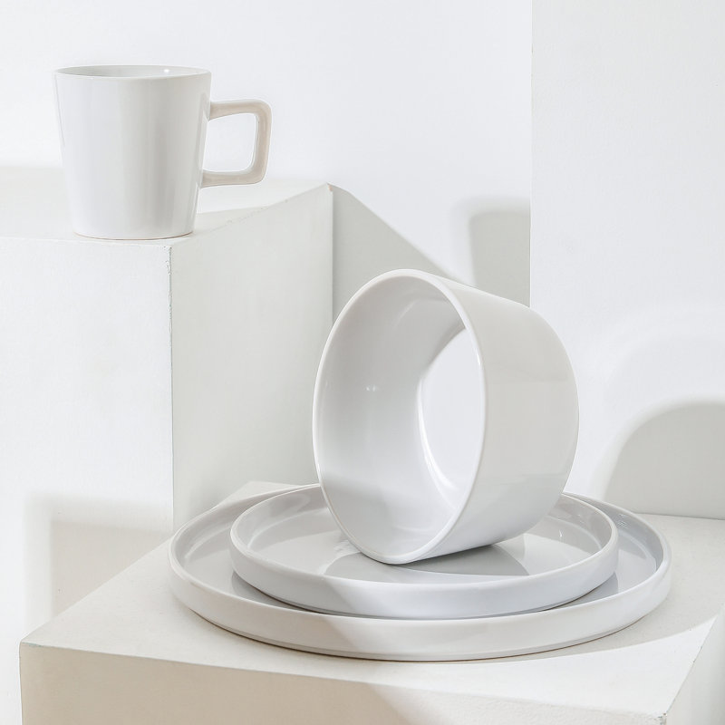 Celina Dinnerware Set, Glossy White, 16