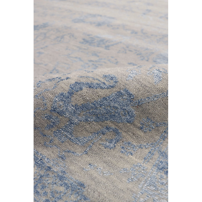Transitional Silver/L. Blue Area Rug